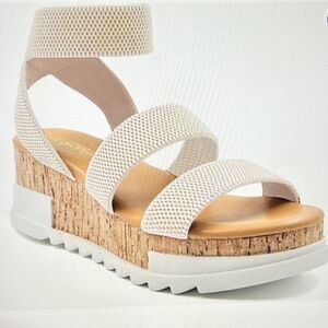 Athlefit wedge platform cork elastic strap sandals